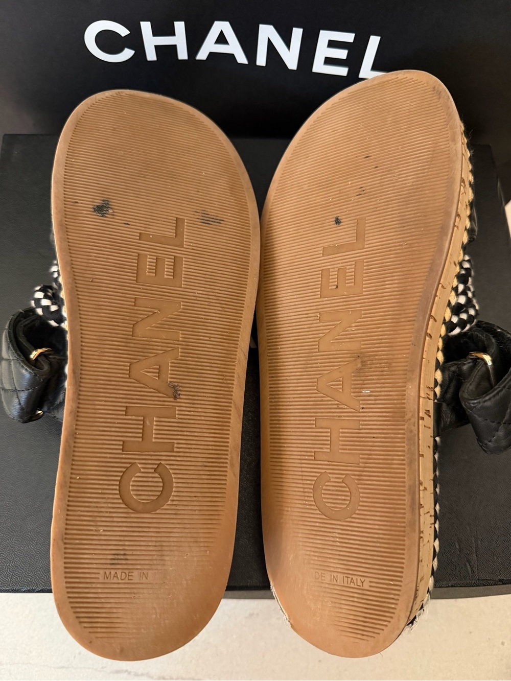 Chanel Black rope quilted slide sandals - Picture 7 of 8